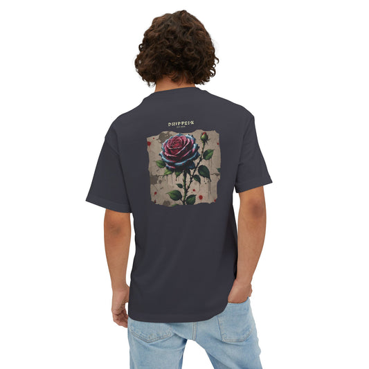 Unisex Oversized Boxy Tee With Rose Art