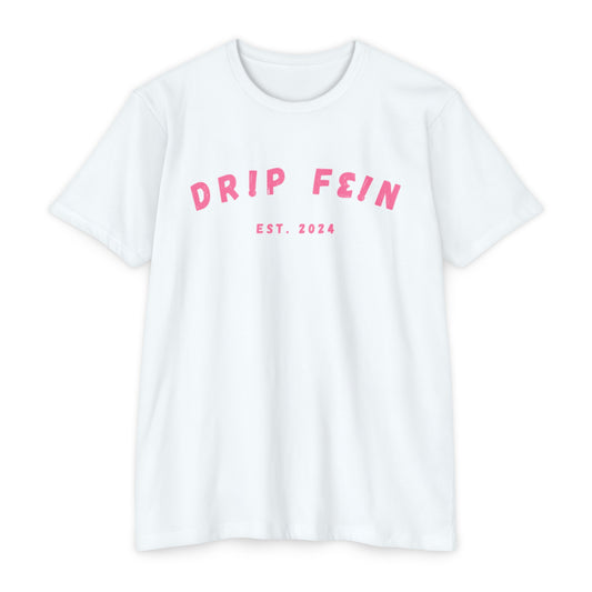 Unisex White Pink Drip Logo T-shirt